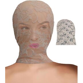 Womens Lace Mask Lace Full Face Mask Masquerade Party Hollow Out See Through Lace Hood
