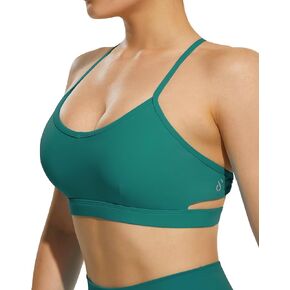 JOYSPELS Women's Open Back Sports Bra, Strappy Medium Support Fitness Gym Casual Crop Tops with Removable Pads