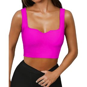 Seamless Sports Bras for Women Sweetheart Neck Sleeveless Padded Workout Yoga Bra Crop Tank Top with Built in Bra