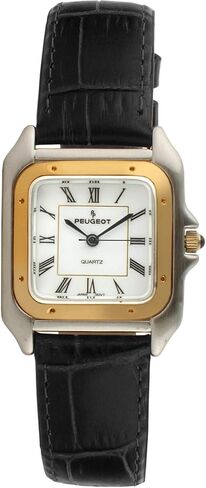 Peugeot Women Two-Tone Tank Shape Dress Watch with Designer Leather Wrist Band in Saudi Arabia
