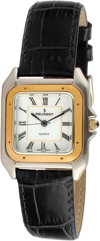 Peugeot Women Two-Tone Tank Shape Dress Watch with Designer Leather Wrist Band in Saudi Arabia