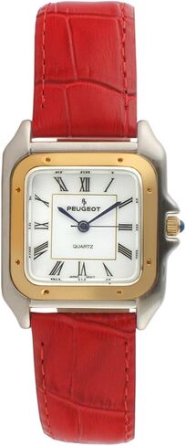 Peugeot Women Two-Tone Tank Shape Dress Watch with Designer Leather Wrist Band in Saudi Arabia