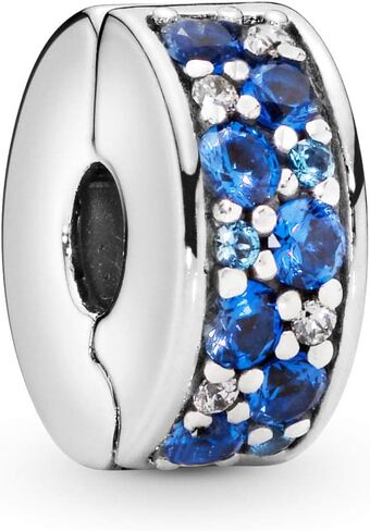 Pandora Blue Pavé Clip Charm Bracelet Charm Moments Bracelets - Stunning Women's Jewelry - Gift for Women - Made with Sterling Silver & Cubic Zirconia, With Gift Box in Saudi Arabia