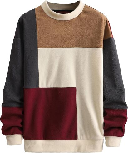 WDIRARA Men's Color Block Round Neck Long Sleeve Sweatshirt Casual Pullovers Top in Saudi Arabia