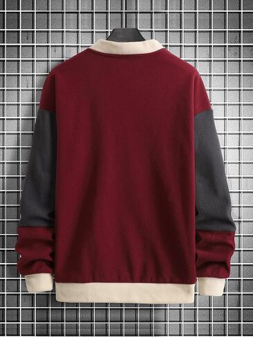 WDIRARA Men's Color Block Round Neck Long Sleeve Sweatshirt Casual Pullovers Top in Saudi Arabia