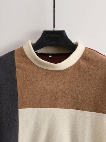 WDIRARA Men's Color Block Round Neck Long Sleeve Sweatshirt Casual Pullovers Top in Saudi Arabia