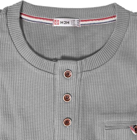 تي شيرت رجالي كاجوال من H2H بمقاس نحيف أساسي من Henley بأكمام قصيرة in Saudi Arabia