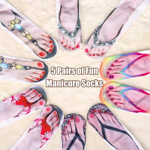 Moyel مضحك الوجه بالتخبط الجوارب للنساء لطيف متعة مانيكير طباعة الجوارب هدايا هفوة للنساء مضحك في عيد الميلاد عيد ميلاد غير تقليدي مجنون الجوارب الجدة للنساء in Kuwait