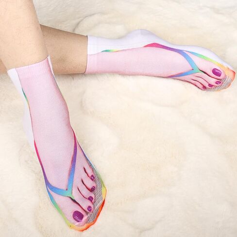 Moyel مضحك الوجه بالتخبط الجوارب للنساء لطيف متعة مانيكير طباعة الجوارب هدايا هفوة للنساء مضحك في عيد الميلاد عيد ميلاد غير تقليدي مجنون الجوارب الجدة للنساء in Kuwait