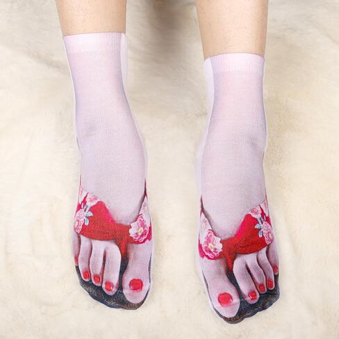 Moyel مضحك الوجه بالتخبط الجوارب للنساء لطيف متعة مانيكير طباعة الجوارب هدايا هفوة للنساء مضحك في عيد الميلاد عيد ميلاد غير تقليدي مجنون الجوارب الجدة للنساء in Kuwait