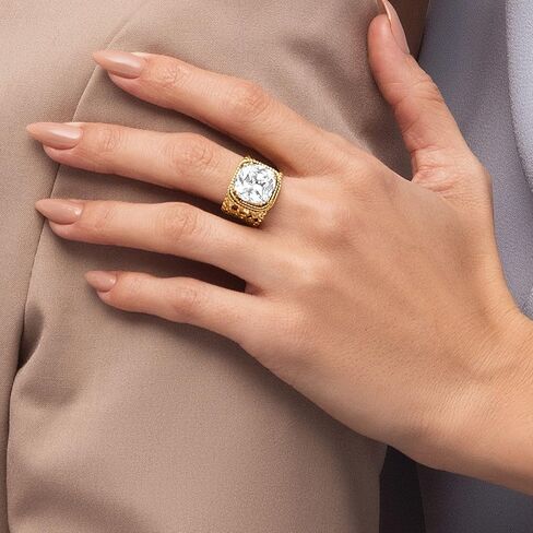 خواتم من الذهب عيار 14 قيراط فوق الفضة الاسترليني مع 13.5 TCW حبيبات زركونيا مكعبة متعددة الخيوط، خواتم ذهبية أنيقة، هدايا للنساء، مجوهرات جمالية، خواتم للنساء، مجوهرات ذهبية للنساء in Kuwait