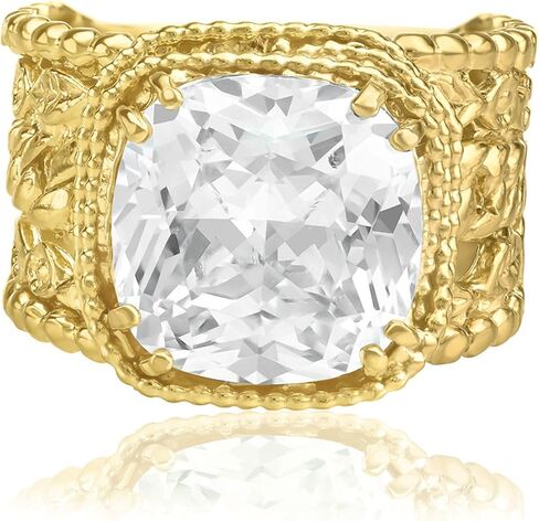 خواتم من الذهب عيار 14 قيراط فوق الفضة الاسترليني مع 13.5 TCW حبيبات زركونيا مكعبة متعددة الخيوط، خواتم ذهبية أنيقة، هدايا للنساء، مجوهرات جمالية، خواتم للنساء، مجوهرات ذهبية للنساء in Kuwait