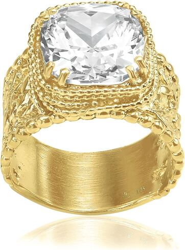 خواتم من الذهب عيار 14 قيراط فوق الفضة الاسترليني مع 13.5 TCW حبيبات زركونيا مكعبة متعددة الخيوط، خواتم ذهبية أنيقة، هدايا للنساء، مجوهرات جمالية، خواتم للنساء، مجوهرات ذهبية للنساء in Kuwait