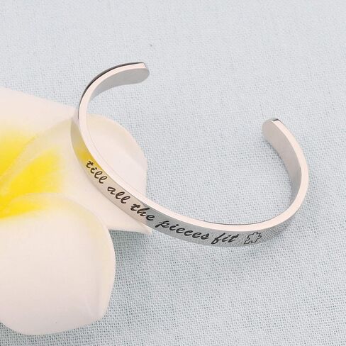 bobauna Autism Awareness Cuff Bangle Bracelet Till All The Pieces Fit Puzzle Piece Jewelry Encouragement Gift in Saudi Arabia