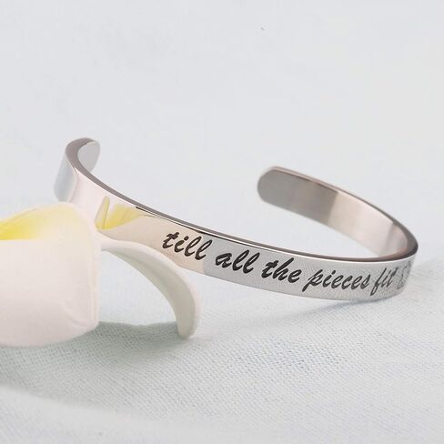 bobauna Autism Awareness Cuff Bangle Bracelet Till All The Pieces Fit Puzzle Piece Jewelry Encouragement Gift in Saudi Arabia