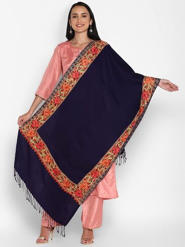 Zamour Women Embroidered Large Scarf Wrap Faux Pashmina Wool, Indian Kashmiri Oversized Scarves Wraps Stole Shawl for Winter in Kuwait