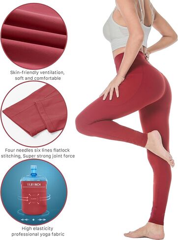 UNACOO Yoga Pants UPF 50+ Leggings for Women High Waisted Yoga Legging with Pockets Tummy Control Pant in Kuwait