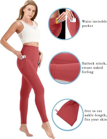 UNACOO Yoga Pants UPF 50+ Leggings for Women High Waisted Yoga Legging with Pockets Tummy Control Pant in Kuwait
