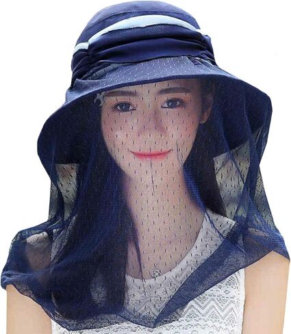 Wide Brim Sun UV Protection Sunhat with Mesh Veil Head Net Hat in Saudi Arabia