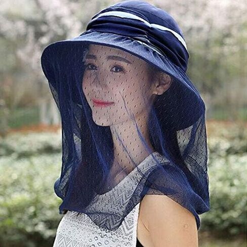 Wide Brim Sun UV Protection Sunhat with Mesh Veil Head Net Hat in Saudi Arabia