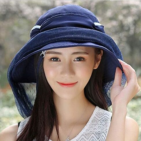 Wide Brim Sun UV Protection Sunhat with Mesh Veil Head Net Hat in Saudi Arabia
