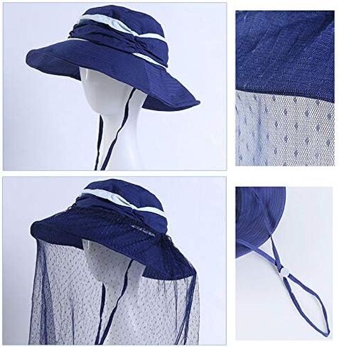 Wide Brim Sun UV Protection Sunhat with Mesh Veil Head Net Hat in Saudi Arabia