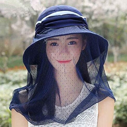 Wide Brim Sun UV Protection Sunhat with Mesh Veil Head Net Hat in Saudi Arabia