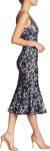 Dress the Population Women's Isabelle Plunging Spaghetti Strap Mermaid Fitted Midi Dress in Saudi Arabia