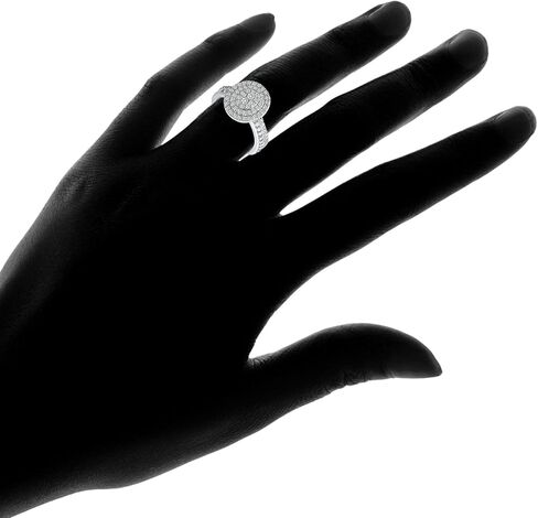 بحر الجليد 925 الفضة الاسترليني جولة قطع تشيكوسلوفاكيا مكعب زركونيا العنقودية البيضاوي هالة الذكرى الزفاف الفرقة خاتم الخطوبة مجموعة الزفاف، أحجام 5 إلى 10 in Kuwait