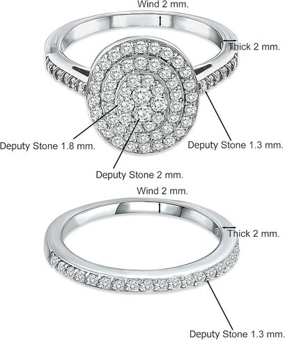 بحر الجليد 925 الفضة الاسترليني جولة قطع تشيكوسلوفاكيا مكعب زركونيا العنقودية البيضاوي هالة الذكرى الزفاف الفرقة خاتم الخطوبة مجموعة الزفاف، أحجام 5 إلى 10 in Kuwait