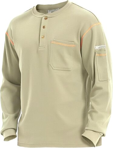 PTAHDUS FR Shirts for Men, 7.1oz CAT2/HRC2 Flame Resistant Shirts Long Sleeve, 100% Cotton FR Clothing for Men in Saudi Arabia