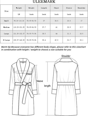 أرواب ULEEMARK النسائية من القطن الناعم للنساء أرواب خفيفة الوزن للنساء رداء حمام in Kuwait