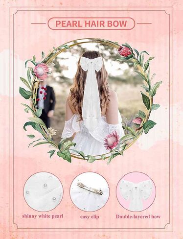 EPLAZA 6 Pcs Bride Bridesmaid Robes for Wedding Party Women Silky Robe with Eye Mask, Bride Sash, Bridal Veil and Hair Ties in Saudi Arabia