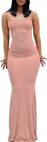 Tsnbre Women Sexy Spaghetti Strap Sleeveless Maxi Dress Backless Bodycon Long Dresses Elegant Club Party Formal Dress in Saudi Arabia
