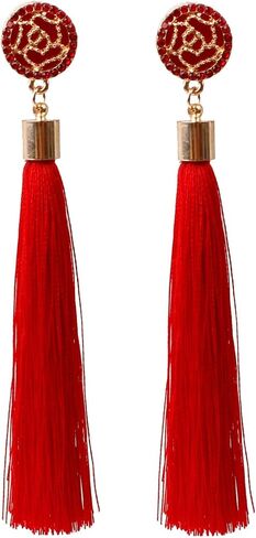 Layered Tassel Earrings Bohemian Tiered Tassel Druzy Stud Dangle Earrings for Women Girls in Saudi Arabia