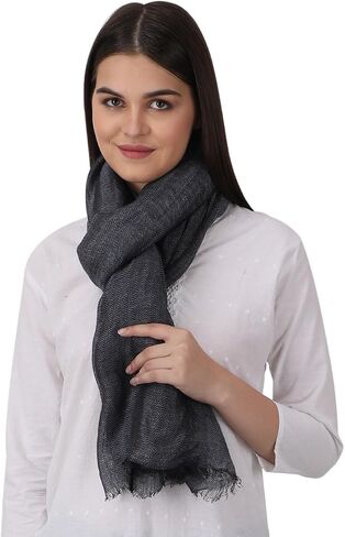 وشاح من الكتان النقي 100%، مصنوع من الباشمينا، خفيف الوزن، مناسب لجميع الأحوال الجوية، بلونين متعرجين in Saudi Arabia