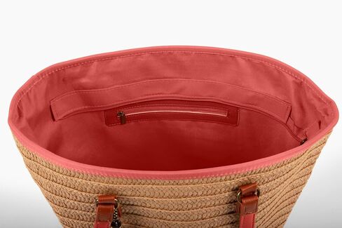 Boho Beach Life Woven Handbag with Cruelty Free Vegan Leather Straps - Casual Straw Bag Suitable for Daily Outings, Work, Travel, Parties, and Straw Beach Bag in Saudi Arabia