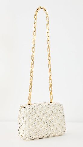 Self Portrait Women's Cream Woven Leather Micro Bag in Kuwait