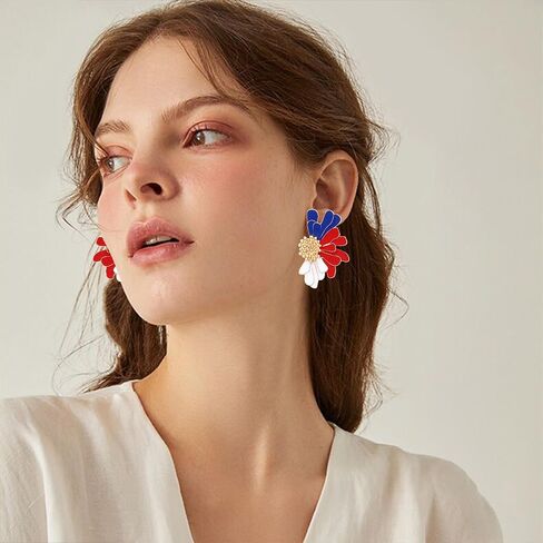 Elegant Bohemian Big Flower Earrings Chic Petal Statement Earrings For Women Girls Vintage Large Flower Earrings For Women Girls in Kuwait