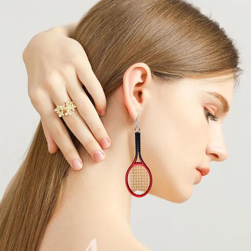 CWVHQ Tennis Racket Earrings Tennis Dangle Earrings Sport Jewelry Gifts for Women Girl Tennis Lover in Saudi Arabia