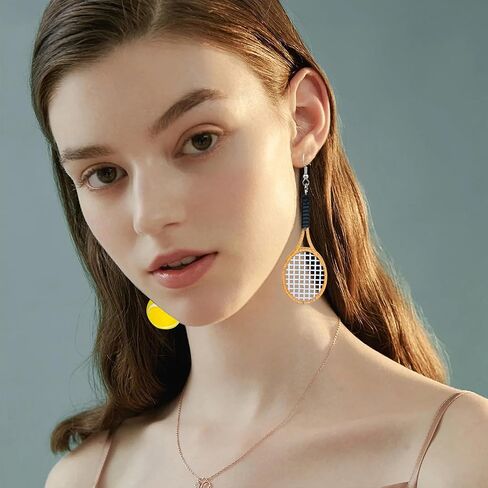 CWVHQ Tennis Racket Earrings Tennis Dangle Earrings Sport Jewelry Gifts for Women Girl Tennis Lover in Saudi Arabia