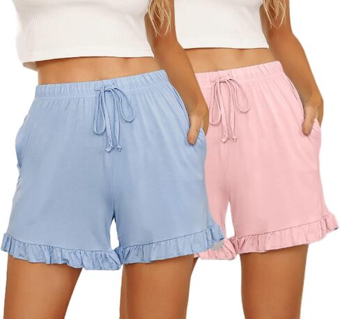 Prosoft&Hawiton Womens Pajama Shorts with Pockets Comfy Sleeping Shorts Cotton Lounge Pj Bottoms… in Saudi Arabia
