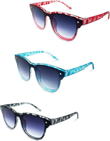 XINBO LOOK 3-pairs Kids Sunglasses, for Kids Age 3-10, Toddler Sunglasses Boys Girls Anti-UV Protection., Blue/Gray/Red, Small in Kuwait