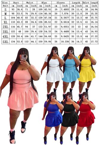 KELOVEPAN طقم تنورة قصير مطوي مقاس كبير مكون من قطعتين للنساء مثير، طقم تنورة بدون أكتاف طقم بدلة مكون من قطعتين in Kuwait