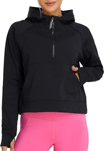 Oalka Sweatshirts Half Zip Long Sleeve Cropped Pullover Lined Full Zip Hoodies Thumb Hole Jackets in Saudi Arabia