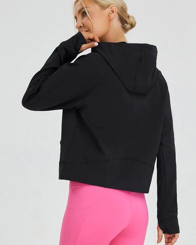 Oalka Sweatshirts Half Zip Long Sleeve Cropped Pullover Lined Full Zip Hoodies Thumb Hole Jackets in Saudi Arabia