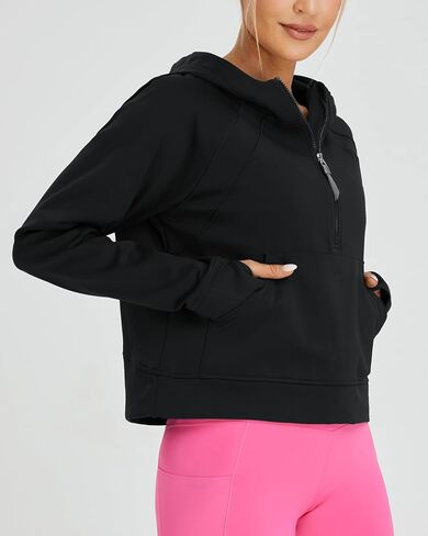 Oalka Sweatshirts Half Zip Long Sleeve Cropped Pullover Lined Full Zip Hoodies Thumb Hole Jackets in Saudi Arabia