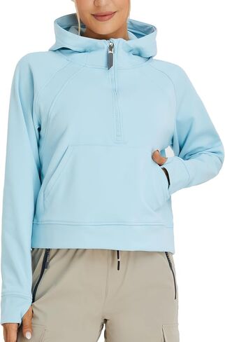 Oalka Sweatshirts Half Zip Long Sleeve Cropped Pullover Lined Full Zip Hoodies Thumb Hole Jackets in Saudi Arabia