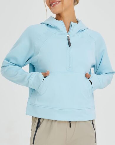 Oalka Sweatshirts Half Zip Long Sleeve Cropped Pullover Lined Full Zip Hoodies Thumb Hole Jackets in Saudi Arabia
