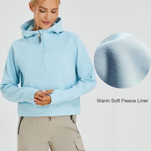 Oalka Sweatshirts Half Zip Long Sleeve Cropped Pullover Lined Full Zip Hoodies Thumb Hole Jackets in Saudi Arabia